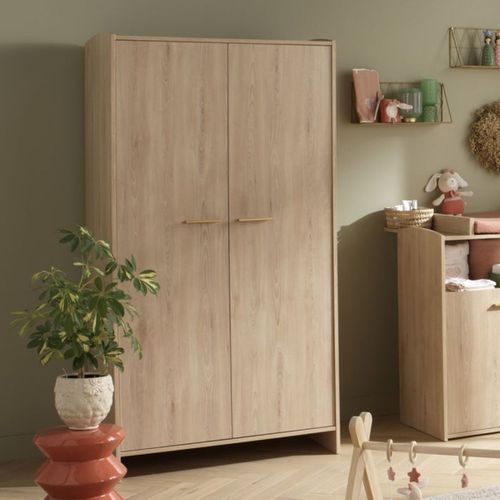 Ensemble Chambre Adèle 3 Pièces – Lit Évolutif 120x60, Commode et Armoire Hêtre/crème