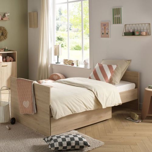 Ensemble Chambre Adèle 3 Pièces – Lit Évolutif 120x60, Commode et Armoire Hêtre/crème