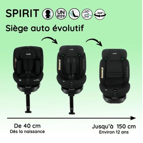 Siège Auto Évolutif Spirit R129 I-size 40–150 Cm, Rotation 360°, Isofix