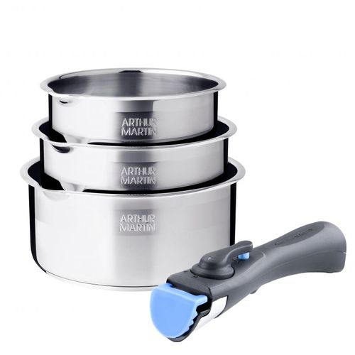 Lot De 3 Casseroles Inox Manche Amovible  Am3456