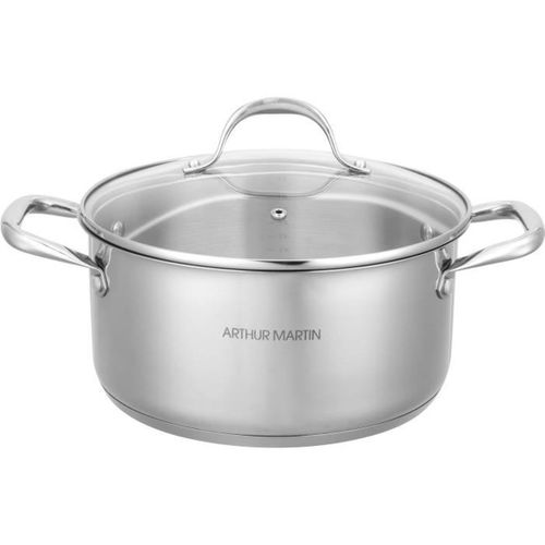 Marmite Inox 24 Cm 5 L Avec Couvercle Verre - Compatible Induction