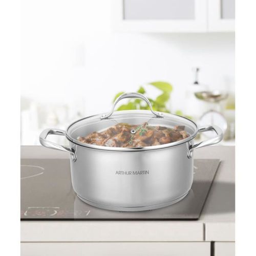 Marmite 28 Cm 8 L En Acier Inoxydable - Couvercle Verre, Tous Feux (induction)