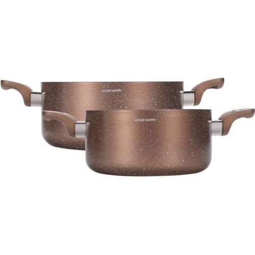 Set 2 Marmites Aluminium 20/24 Cm Avec Couvercles En Verre - Induction, Anti-adhésif