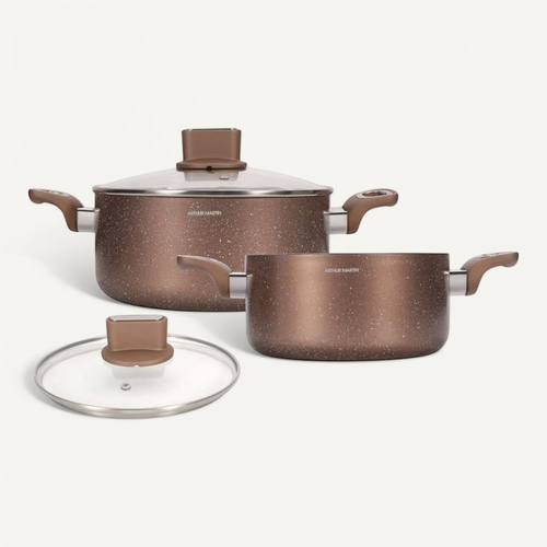 Set 2 Marmites Aluminium 20/24 Cm Avec Couvercles En Verre - Induction, Anti-adhésif