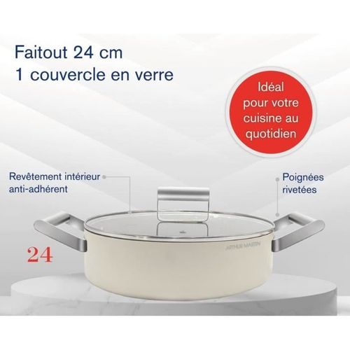 Faitout - Am6523 - 24 Cm Avec Couvercle - Aluminium Forgé - Tous Feux Dont Induction + Four