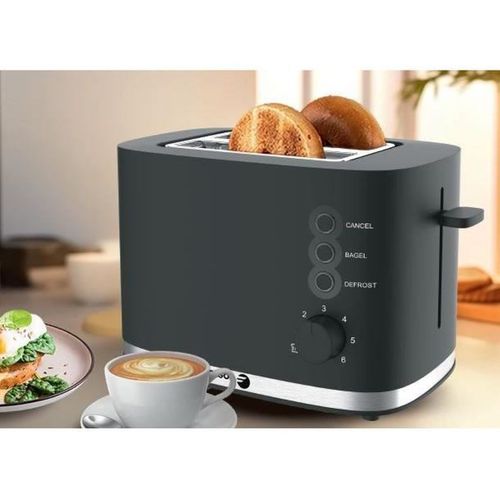 Grille-pain 2 Tranches Compact, 6 Niveaux, Fonctions Bagel Et Décongélation