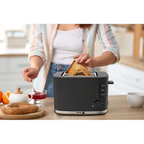 Grille-pain 2 Tranches Compact, 6 Niveaux, Fonctions Bagel Et Décongélation
