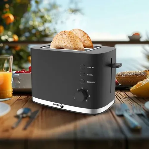 Grille-pain 2 Tranches Compact, 6 Niveaux, Fonctions Bagel Et Décongélation
