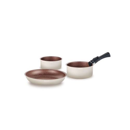Set De Cuisson 18 Pièces En Aluminium – Revêtement Effet Pierre, Poignée Amovible, Induction