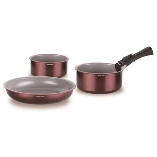 Batterie De Cuisine 18 Pièces En Aluminium - Poignée Amovible, Induction