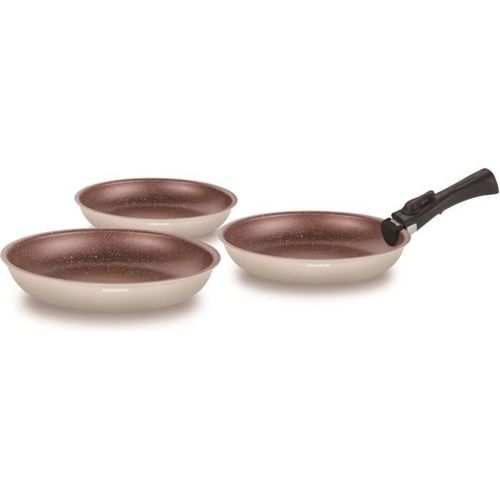 Set 3 Poêles 20/24/28 Cm Avec Poignée Amovible - Antiadhésif, Induction