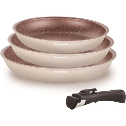 Set 3 Poêles 20/24/28 Cm Avec Poignée Amovible - Antiadhésif, Induction