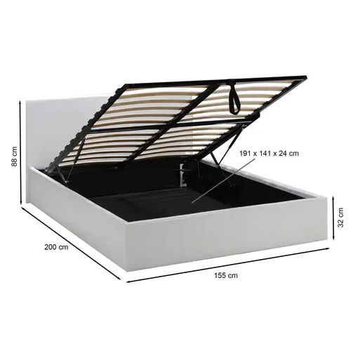 Lit Coffre 140x190 Barcelona + 1 Sommier / Blanc