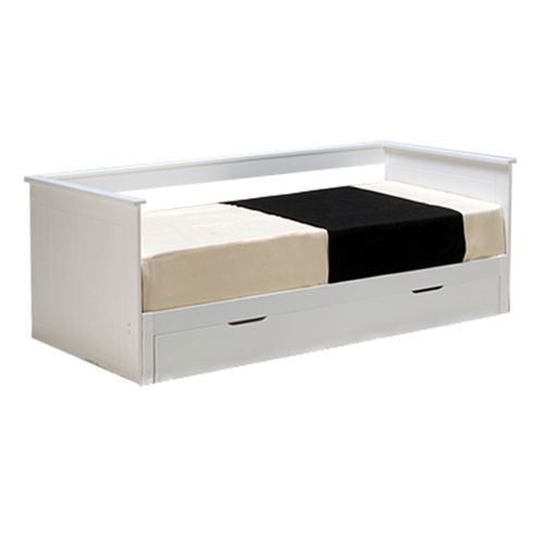 Lit Banquette Extensible 90x190 Inclus Sommiers Et 1 Tiroirs Alice Blanc