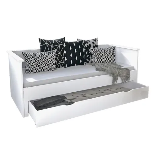 Lit Banquette Extensible 90x190 Inclus Sommiers Et 1 Tiroirs Alice Blanc