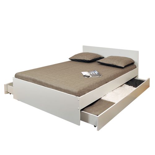 Lit 140x190 Inclus 2 Tiroirs Oslo Blanc