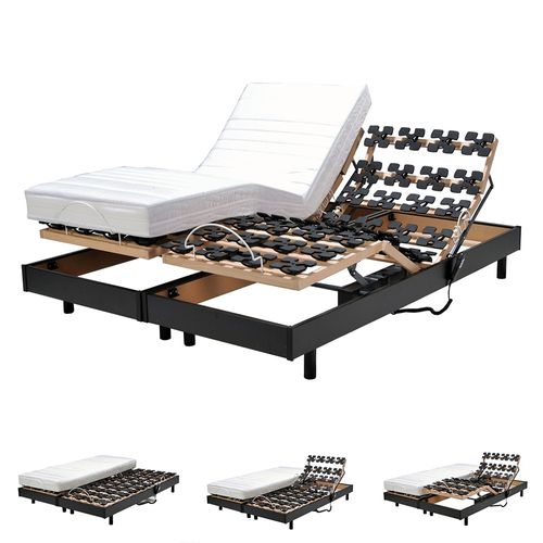 Ensemble 2 Sommiers Relaxation Électrique Flexpalace 2x80x200 / Noir