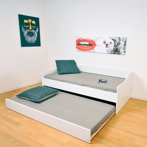 Lit Gigogne - 2 Sommiers - 1 Tiroir-lit 90x200 Sweet - Blanc