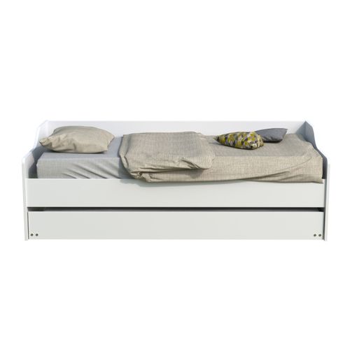 Lit gigogne 90x190 cm avec sommiers ALIX blanc vue de face