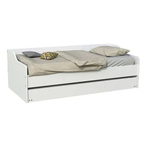 Lit gigogne 90x190 cm avec sommiers ALIX blanc vue 3/4