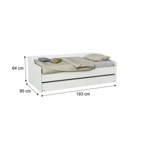 Lit gigogne 90x190 cm avec sommiers ALIX blanc