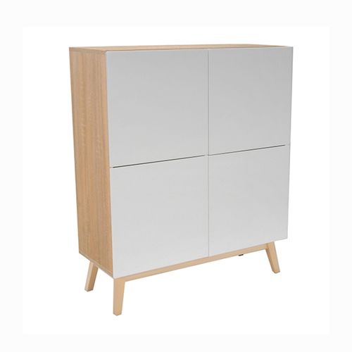 Buffet 4 Portes Home Chêne Blanchi Et Blanc