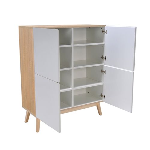 Buffet 4 Portes Home Chêne Blanchi Et Blanc
