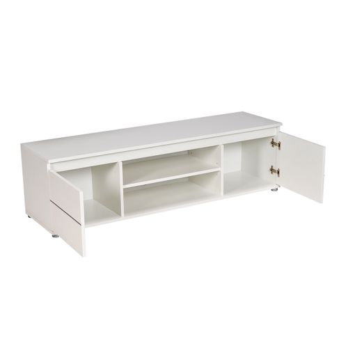 Meuble TV 140cm 2 Portes 1 Niche Como Blanc