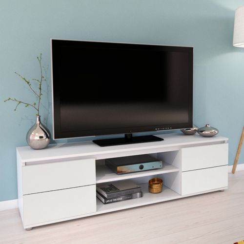 Meuble TV 140cm 2 Portes 1 Niche Como Blanc