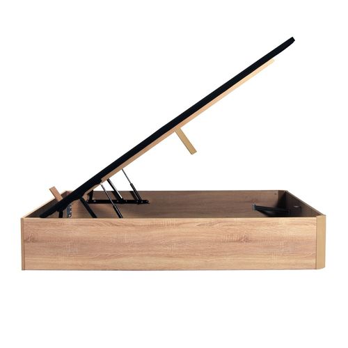 Lit Coffre Spiro 160x200cm + 1 Sommier / Décor Chêne Blanchi