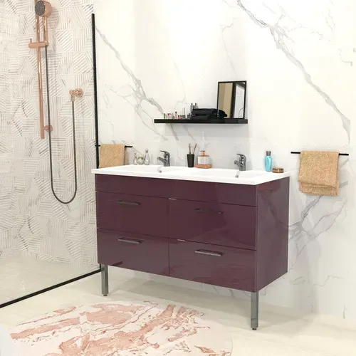 Ensemble Meuble Sous-vasque + Vasque Résine Milano / Aubergine