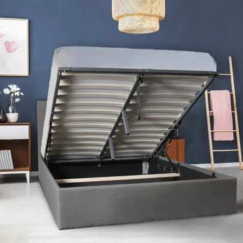 Lit Coffre 160x200 Sommier Inclus Mily Gris Foncé