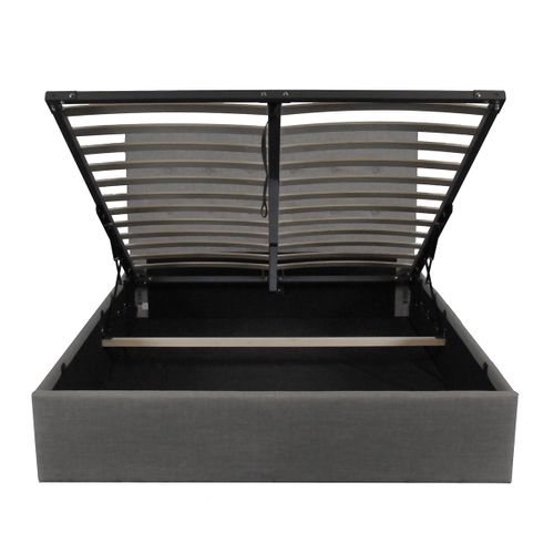 Lit Coffre 160x200 Sommier Inclus Mily Gris Foncé