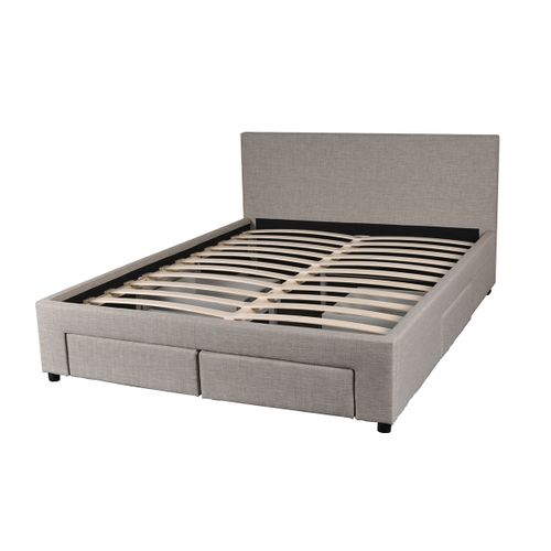 Lit 140x190 Sommier Inclus Et 4 Tiroirs Côme Girs Clair
