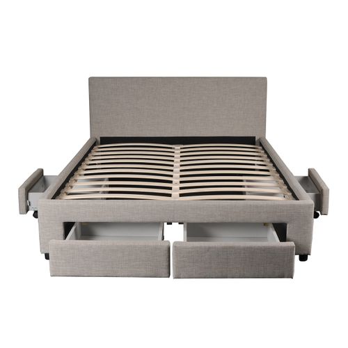 Lit 140x190 Sommier Inclus Et 4 Tiroirs Côme Girs Clair