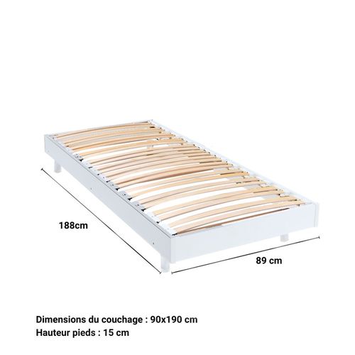 Sommier Sur Pied Somkit 90x190 / Blanc