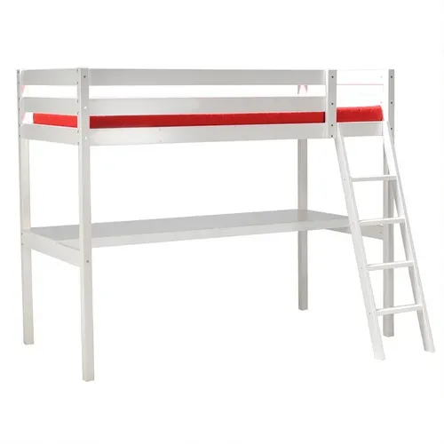 Lit Mezzanine 90x190 - Bureau - Sommier Inclus Kylian - Blanc