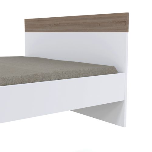 Lit 140x190 Alaric Blanc Et Naturel Blanchi