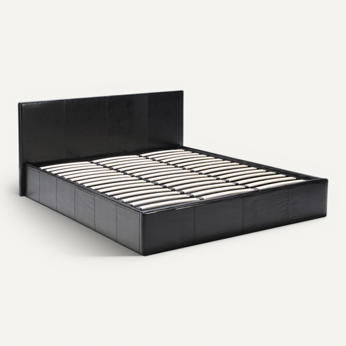 Lit Coffre Barcelona 160x200 + 1 Sommier + 1 Matelas Mémoire De Forme / Noir