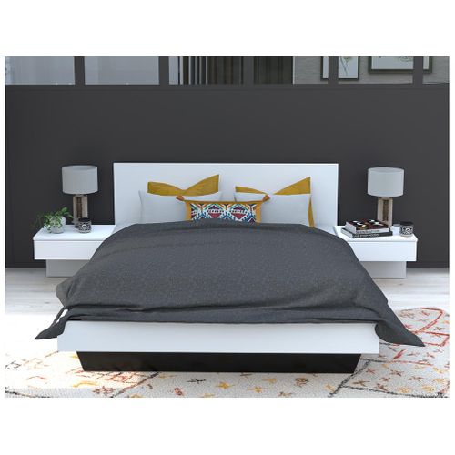 Lit Avec Chevets 140 X 190 Cm - Coloris : Blanc - Marvellous