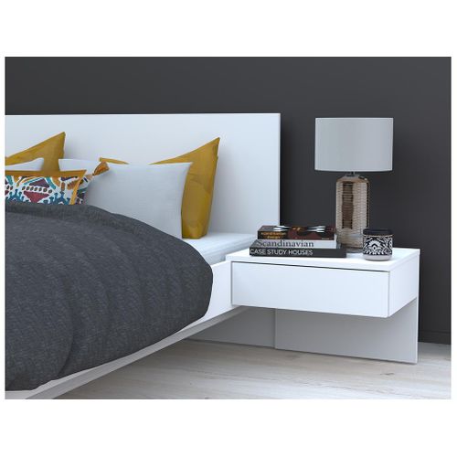 Lit Avec Chevets 140 X 190 Cm - Coloris : Blanc - Marvellous