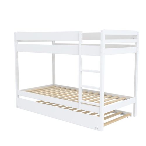 Lit Superpose Wally 90x190 + 2 Sommiers + 1 Lit Tiroir/ Blanc