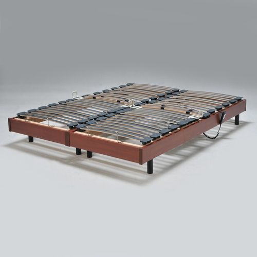 Ensemble 2 Sommiers Relaxation Électrique Flexpur 80x200 + 2 Matelas Mémoire De Forme / Merisier