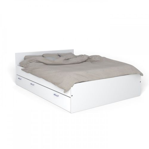 Lit Twist 140x190 + 1 Chevet + 1 Tiroir / Blanc