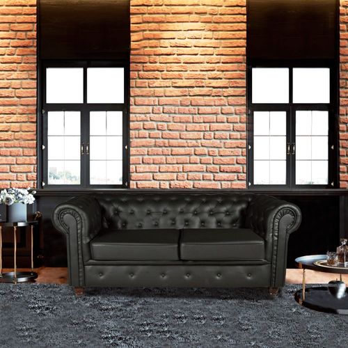 Canapé Chesterfield 2 Places Simili cuir - Noir