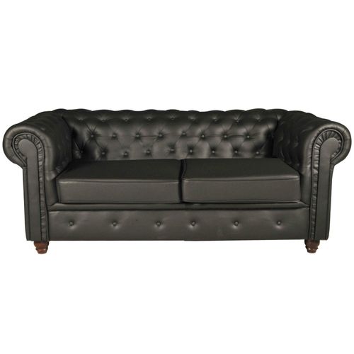 Canapé Chesterfield 2 Places Simili cuir - Noir