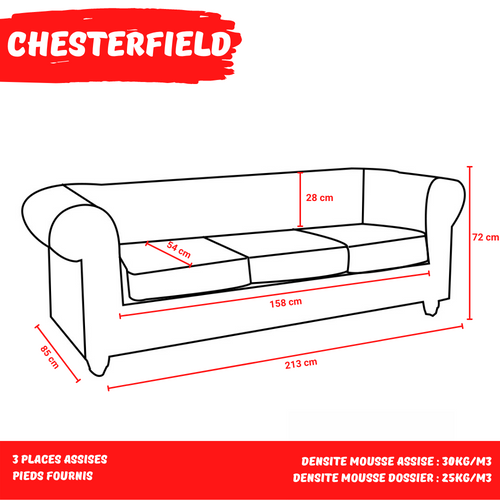 Canapé Chesterfield 3 Places / Marron Vieilli