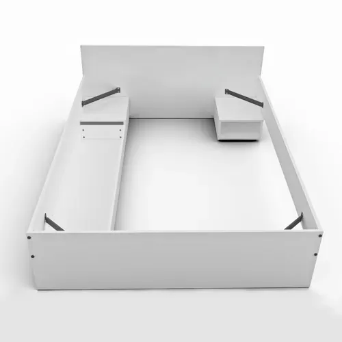 Lit Twist 140x190 + 2 Chevets + 1 Tiroir / Blanc