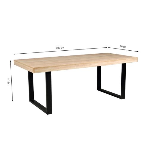 Table à Manger Tivoli 200x90cm - 10 Personnes / Décor Chêne Blanchi