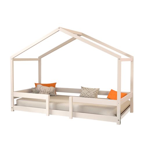 Lit Cabane 90x190 Sommier Inclus Célia - Blanc